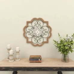 Wood Scroll Carved Beading Wall Decor With Metal Accents Brown - Olivia & May 26 Wood Scroll Carved Beading Wall Decor With Metal Accents Brown - Olivia & May -Safavieh Outlet Store GUEST 23db4ddd 40eb 4747 a90f b95a0fe4a812