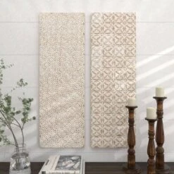 Set Of 2 Wooden Geometric Intricately Carved Wall Decors White - Olivia & May -Safavieh Outlet Store GUEST 24a0dc51 9ca4 4410 be27 760cfaeacef4