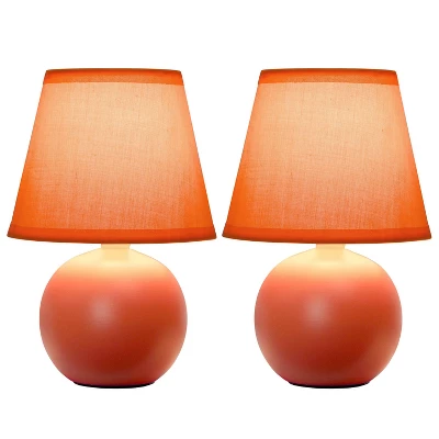 8.66" 2pk Petite Ceramic Orb Base Bedside Table Lamps With Matching Tapered Drum Shade Orange - Creekwood Home 7 8.66" 2pk Petite Ceramic Orb Base Bedside Table Lamps With Matching Tapered Drum Shade Orange - Creekwood Home - Image 7