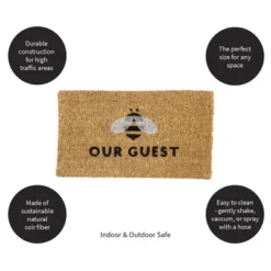 Evergreen Bee Our Guest Woven Back Indoor Outdoor Natural Coir Doormat 1'6"x2'6" Multicolored -Safavieh Outlet Store GUEST 25c54e39 9670 40e8 9bab b13645e4ed68
