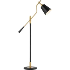 Possini Euro Design Modern Pharmacy Floor Lamp 54" Tall Matte Black Warm Gold Adjustable Metal Shade For Living Room Reading House -Safavieh Outlet Store GUEST 25e34b54 65ac 4d1b b9d0 e44ee11b1b12