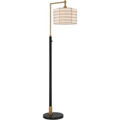 Possini Euro Design Modern Arc Floor Lamp 63 1/2" Tall Warm Gold Black Metal Cage Off-White Linen Shade For Living Room Reading -Safavieh Outlet Store GUEST 2685c32e 1594 4b24 8970 cad0e363bc17