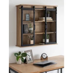 30" X 28" Barnhardt Decorative Wooden Wall Cabinet With 2 Sliding Glass Doors Rustic Brown - Kate & Laurel All Things Decor -Safavieh Outlet Store GUEST 26bde666 64cf 4803 b21c 0a8d07056f85
