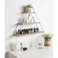 20.8" X 24.2" Tilde Three-Tier Triangle Wood And Metal Wall Shelf Natural/Gold - Kate & Laurel All Things Decor 7 20.8" X 24.2" Tilde Three-Tier Triangle Wood And Metal Wall Shelf Natural/Gold - Kate & Laurel All Things Decor -Safavieh Outlet Store GUEST 27abd0d3 f5be 4a80 91d3 c4e48c0baffb
