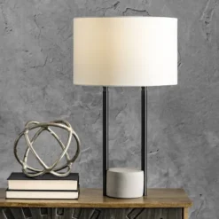 NuLOOM Bryant 24" Cement Table Lamp Lighting - Ivory 23.75" H X 14" W X 14" D