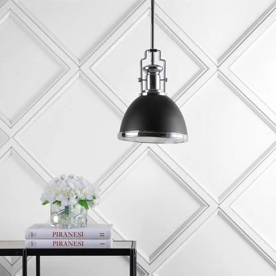 10" Adjustable Iron And Glass Homer Vintage Classic LED Pendant Chrome And Brass - Jonathan Y 2 10" Adjustable Iron And Glass Homer Vintage Classic LED Pendant Chrome And Brass - Jonathan Y - Image 2