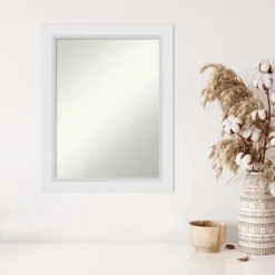 22" X 28" Non-Beveled Blanco White Wood Wall Mirror - Amanti Art -Safavieh Outlet Store GUEST 295d3219 9ac7 436b 953c ca7f40fc31b1