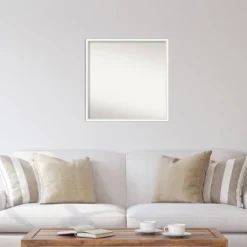 27" X 27" Non-Beveled Lucie White Wood Wall Mirror - Amanti Art -Safavieh Outlet Store GUEST 29917f21 eb8f 41b7 8ea4 7b0ba9c7f6d3