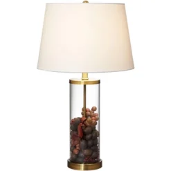 360 Lighting Coastal Table Lamp 26" High Glass Cylinder Gold Fillable White Drum Shade For Living Room Family Bedroom Bedside Nightstand -Safavieh Outlet Store GUEST 29f95061 3a20 4401 aced ab41980b13ce