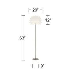 Possini Euro Design Modern Floor Lamp 63" Tall Brushed Steel White Orb Petal Flower Shade Dimmable For Living Room Reading Bedroom Office -Safavieh Outlet Store GUEST 2bef62f7 9811 45b9 834d 976318cacb5f