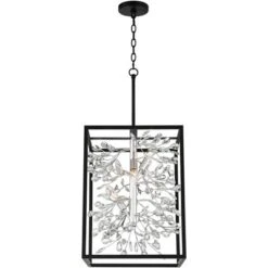 Possini Euro Design Black Silver Pendant Chandelier 15 1/4" Wide Modern Clear Crystal Flower Vine 4-Light Fixture For Dining Room House -Safavieh Outlet Store GUEST 2c0ac3d2 f550 4e05 a701 cecb42c1b5ec