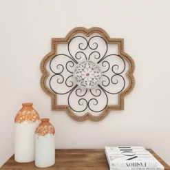Wood Scroll Carved Beading Wall Decor With Metal Accents Brown - Olivia & May 24 Wood Scroll Carved Beading Wall Decor With Metal Accents Brown - Olivia & May -Safavieh Outlet Store GUEST 2ce45d73 71e8 4ec7 ada5 c08b2c8a5bc4