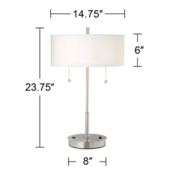 360 Lighting Nikola Modern Accent Table Lamps 23 3/4" High Set Of 2 Silver With USB And AC Power Outlet In Base White Drum Shade For Bedroom Home Desk 12 360 Lighting Nikola Modern Accent Table Lamps 23 3/4" High Set Of 2 Silver With USB And AC Power Outlet In Base White Drum Shade For Bedroom Home Desk -Safavieh Outlet Store GUEST 2cfe7346 0ba9 4b95 9b7e e43c673e9d02