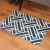 2'x3' ColorStar Deco Grid Door Mat Navy - Bungalow Flooring