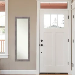 18" X 52" Pinstripe Plank Framed On The Door Mirror Gray - Amanti Art -Safavieh Outlet Store GUEST 2f008631 d948 47d8 b46f 0061ea1b8d22