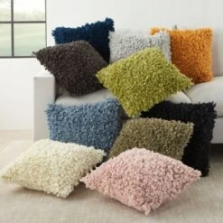 17"x17" Shag Chindi Short Cut Square Throw Pillow Charcoal - Mina Victory