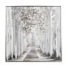 Canvas Landscape Trees Framed Wall Art With Silver Frame White - Olivia & May