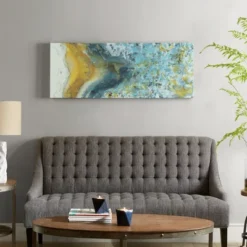 48" X 18" Shattering Rock Yellow Heavy Gel Coated Canvas Blue