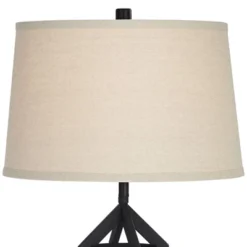 Franklin Iron Works Lucas Western Table Lamps 26" High Set Of 2 Bronze With USB Charging Port And Nightlight LED Drum Shade For Bedroom Bedside Desk -Safavieh Outlet Store GUEST 32f3da2c 35d5 42a8 86a6 ba015eb35777