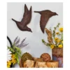 Set Of 3 Metallic Flying Bird Sculptures Wall Decor - Olivia & May