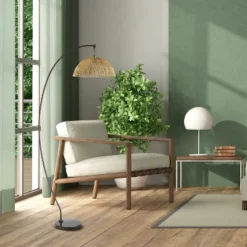 77" Metal And Rattan Bowl Boho Floor Lamp Black - River Of Goods -Safavieh Outlet Store GUEST 3323e98c e5df 446a a0d7 a2717922a481