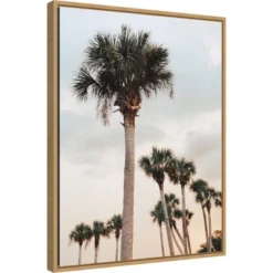 18" X 24" Tall Palms By Olivia Joy Framed Canvas Wall Art - Amanti Art