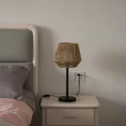 Vintiquewise Creative Paper Rope Lamp With Plug In Cord On/Off Switch For Bedroom, Living, Playroom And Entryway, Natural