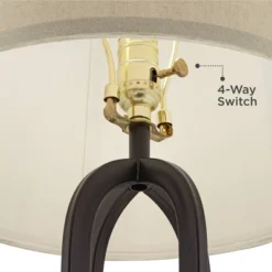 360 Lighting Marcel Modern Table Lamps Set Of 2 With Square Risers 24 1/4" High LED Nightlight USB Charging Port Black Natural Shade For Bedroom Desk -Safavieh Outlet Store GUEST 35851e51 5193 415d 90d2 e8d343708ea5