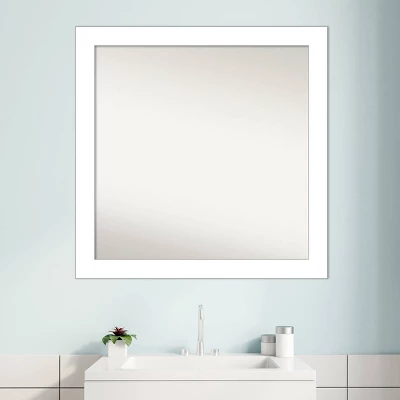 30" X 30" Non-Beveled Wedge White Bathroom Wall Mirror - Amanti Art 8 30" X 30" Non-Beveled Wedge White Bathroom Wall Mirror - Amanti Art - Image 8