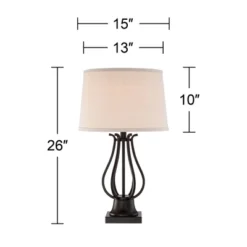 Regency Hill Hadley Modern Table Lamps Set Of 2 26" High Bronze With AC Power Outlet Light Brown Drum Shade For Bedroom Living Room Bedside House Desk -Safavieh Outlet Store GUEST 3652e836 85f6 49b8 963f 79d2d17dcd6b