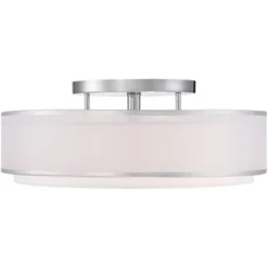 Possini Euro Design Modern Ceiling Lighting Semi Flush Mount Fixture 20" Wide Chrome 3-Light Sheer Outer Off White Inner Drum Shade For Bedroom House 8 Possini Euro Design Modern Ceiling Lighting Semi Flush Mount Fixture 20" Wide Chrome 3-Light Sheer Outer Off White Inner Drum Shade For Bedroom House -Safavieh Outlet Store GUEST 371bb737 03fa 4285 b6a2 498ffb003828