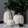 Falloween Small Sheltered Porch Pumpkin White Halloween Decorative Sculpture - Hyde & EEK! Boutique™