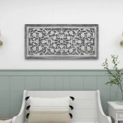 Mango Wood Floral Handmade Intricately Carved Arabesque Wall Decor - Olivia & May -Safavieh Outlet Store GUEST 37959e67 ecbc 4a04 bb6b 6142252cd34f