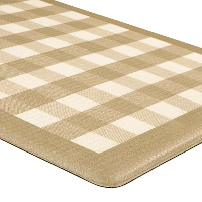 Kate Aurora Linen & White Buffalo Plaid Memory Foam Anti-Fatigue Kitchen Floor Mat 30 In. W X 18 In. L 1 Kate Aurora Linen & White Buffalo Plaid Memory Foam Anti-Fatigue Kitchen Floor Mat 30 In. W X 18 In. L