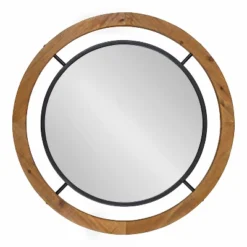 32" X 32" Whalen Round Wall Mirror Brown - Kate & Laurel All Things Decor
