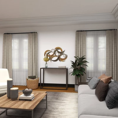 Metal Abstract Wall Decor With Round Mirror Accents Beige - Olivia & May 1 Metal Abstract Wall Decor With Round Mirror Accents Beige - Olivia & May