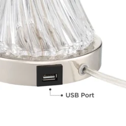 Regency Hill Luca Modern Table Lamps Set Of 2 25 1/2" High Twisted Glass With USB Charging Port Blue Shirred Shade For Bedroom Living Room Desk Office -Safavieh Outlet Store GUEST 3a14f747 7c88 4af6 86bb 0b7347b6f7c6