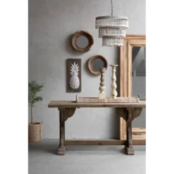 3-Tier Round Metal Chandelier With 3 Lights And Hanging Wood Beads Cream - Storied Home -Safavieh Outlet Store GUEST 3a254815 b9a2 41b9 8059 aad664ce6794