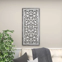 Mango Wood Floral Handmade Intricately Carved Arabesque Wall Decor - Olivia & May -Safavieh Outlet Store GUEST 3c32e4f6 a42c 450f 8101 26bbebab8c83