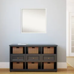 27" X 27" Non-Beveled Lucie White Wood Wall Mirror - Amanti Art -Safavieh Outlet Store GUEST 3c6018d5 0a19 456c bc7c b0cc14ec899a