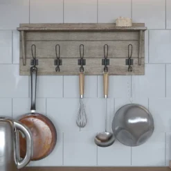 Merrick Lane Pine Wood 24 Inch Wall Mount Storage Rack With 5 Hanging Hooks And Upper Display Shelf 17 Merrick Lane Pine Wood 24 Inch Wall Mount Storage Rack With 5 Hanging Hooks And Upper Display Shelf -Safavieh Outlet Store GUEST 3cd9aa3d 93b7 4338 9283 6f20574e5022