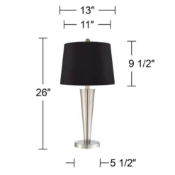 360 Lighting Geoff Modern Table Lamps 26" High Set Of 2 Brushed Nickel With USB Charging Port Black Faux Silk Drum Shade For Bedroom Living Room Desk -Safavieh Outlet Store GUEST 3dcbe9fd 7a99 4a83 b163 e8fc44d8a077