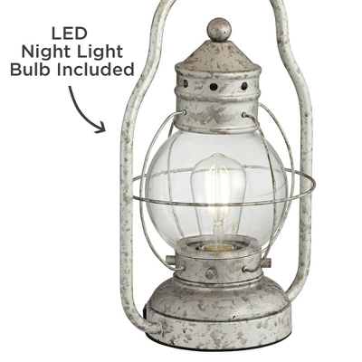 Franklin Iron Works Bodie Rustic Industrial Table Lamp 26" High Distressed Silver With USB Charging Port Nightlight LED Off White Linen Shade For Desk 6 Franklin Iron Works Bodie Rustic Industrial Table Lamp 26" High Distressed Silver With USB Charging Port Nightlight LED Off White Linen Shade For Desk - Image 6