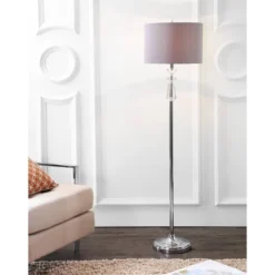 59.5" Crystal/Metal Layla Floor Lamp With Shade (Includes LED Light Bulb) Chrome - Jonathan Y