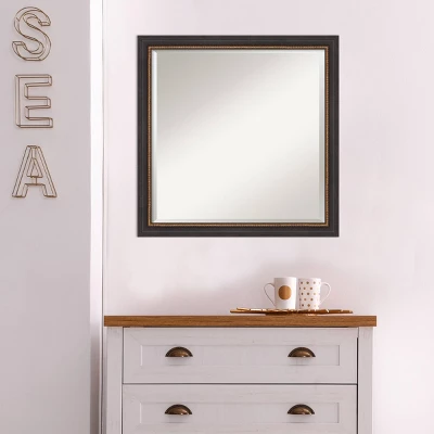 23" X 23" Beveled Ashton Black Wood Wall Mirror - Amanti Art 6 23" X 23" Beveled Ashton Black Wood Wall Mirror - Amanti Art - Image 6