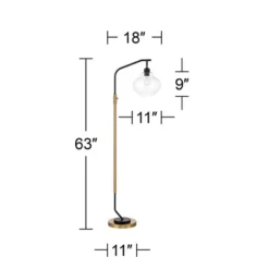 Possini Euro Design Tarrah Mid Century Modern 63" Tall Chairside Arc Floor Lamp Gold Black Metal Clear Glass Shade For Living Room House -Safavieh Outlet Store GUEST 3fdd9ba3 7f55 4d39 a3d8 0deb414530ca