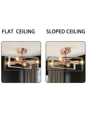 Nextop 15 Inch 4-Light Rose Gold Semi Flush Mount Ceiling Light 3 Nextop 15 Inch 4-Light Rose Gold Semi Flush Mount Ceiling Light - Image 3