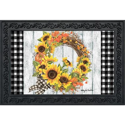 Briarwood Lane Sunflower Fall Wreath Welcome Doormat Autumn Floral Indoor Outdoor 30" X 18" 1 Briarwood Lane Sunflower Fall Wreath Welcome Doormat Autumn Floral Indoor Outdoor 30" X 18"