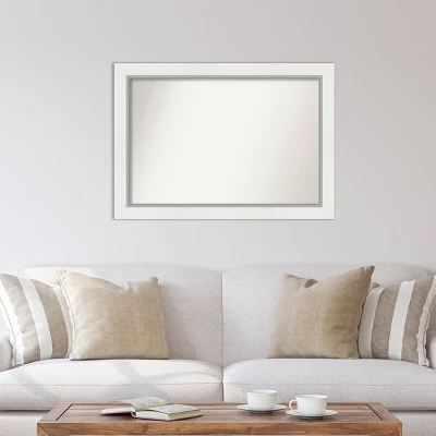 42" X 30" Non-Beveled Eva White Silver Wall Mirror - Amanti Art 4 42" X 30" Non-Beveled Eva White Silver Wall Mirror - Amanti Art - Image 4