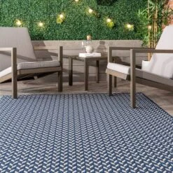 8'x10' Camryn Abstract Herringbone Indoor And Outdoor Area Rug Navy - NuLOOM -Safavieh Outlet Store GUEST 423d0147 b987 4952 9d91 77297ea9ac08